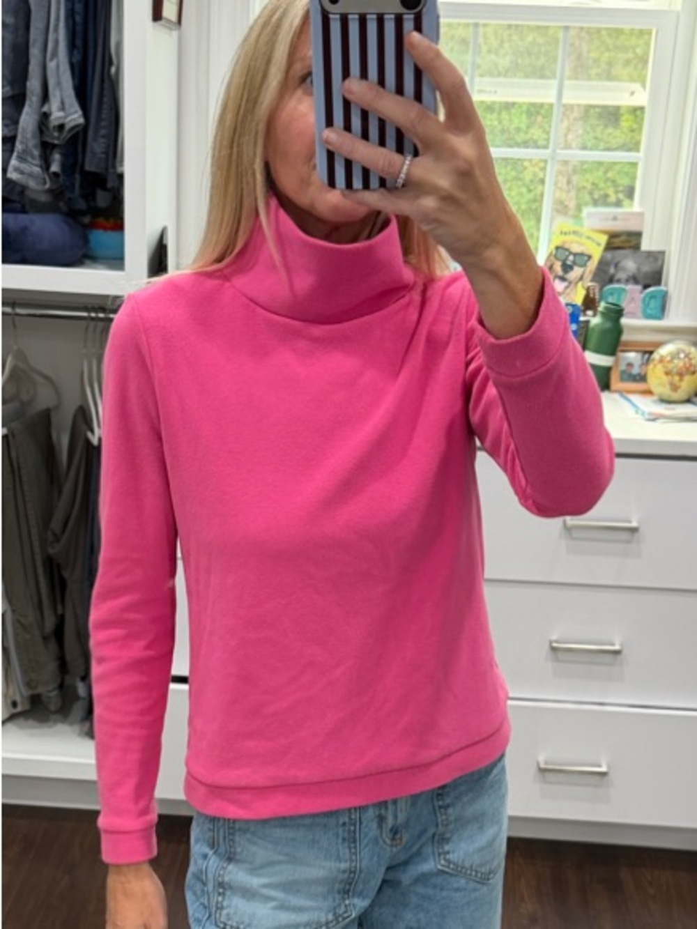 Women’s Pink Turtleneck Long-Sleeve Top XS